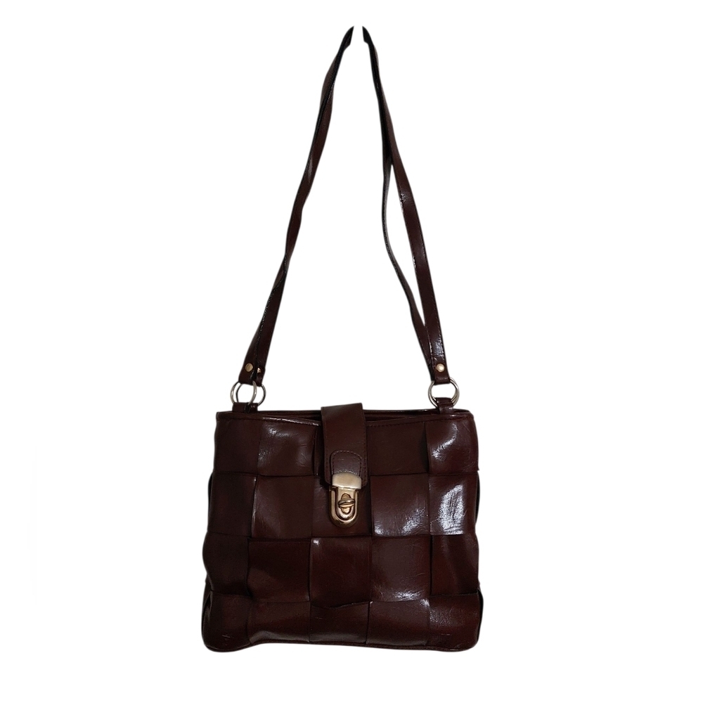 Chic Woven Faux Leather Shoulder Bag